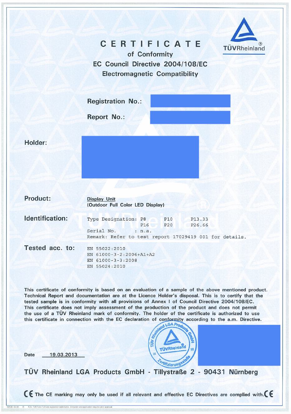 Certificate of Conformity Sample