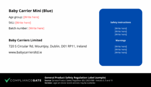An example of a General Product Safety Regulation label