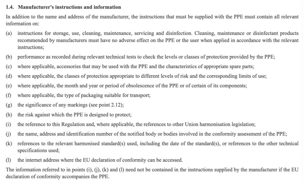 CE instructions example