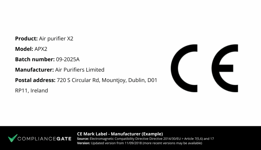 An example of a CE marking label