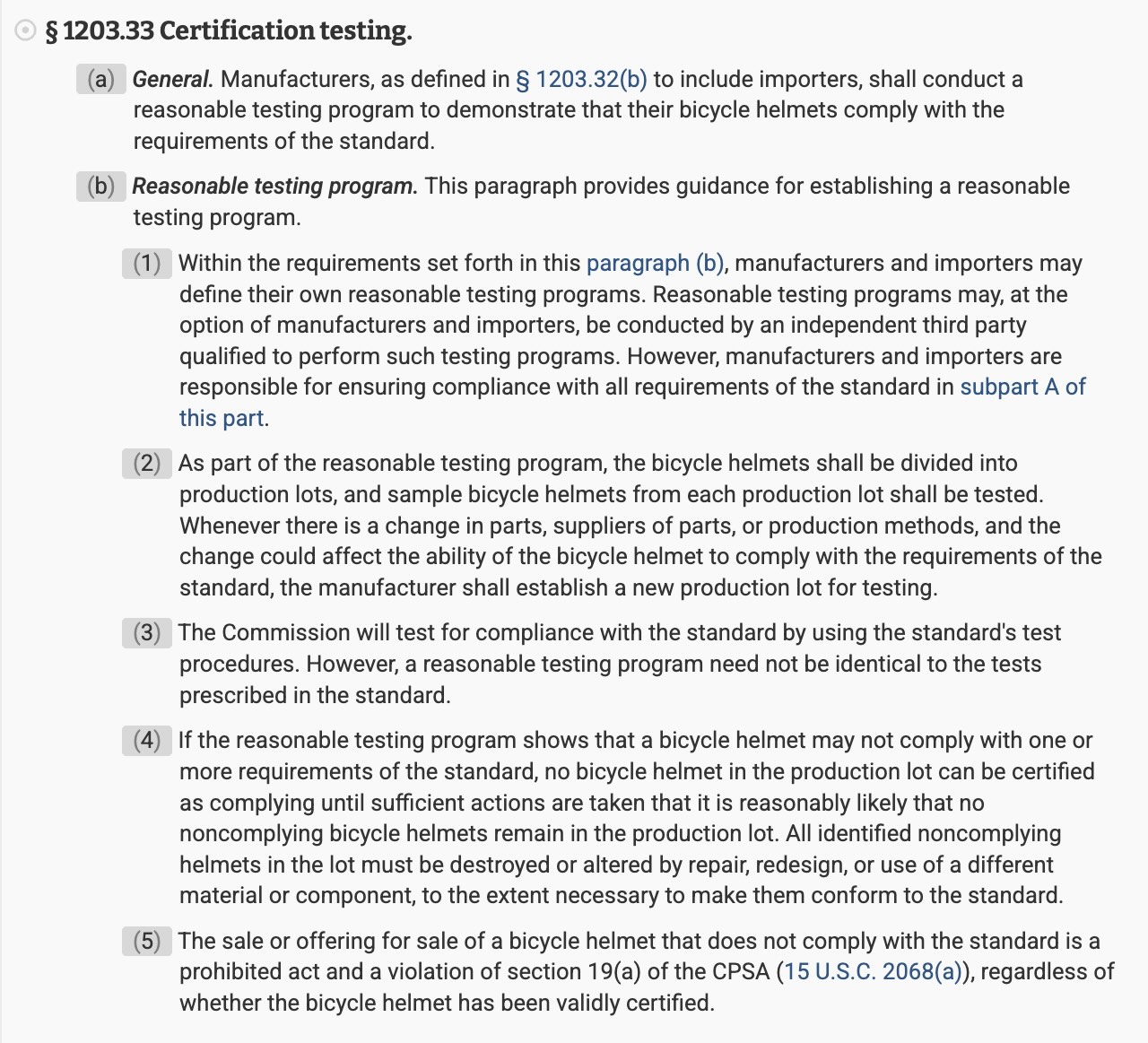 Reasonable testing program Reasonable testing program