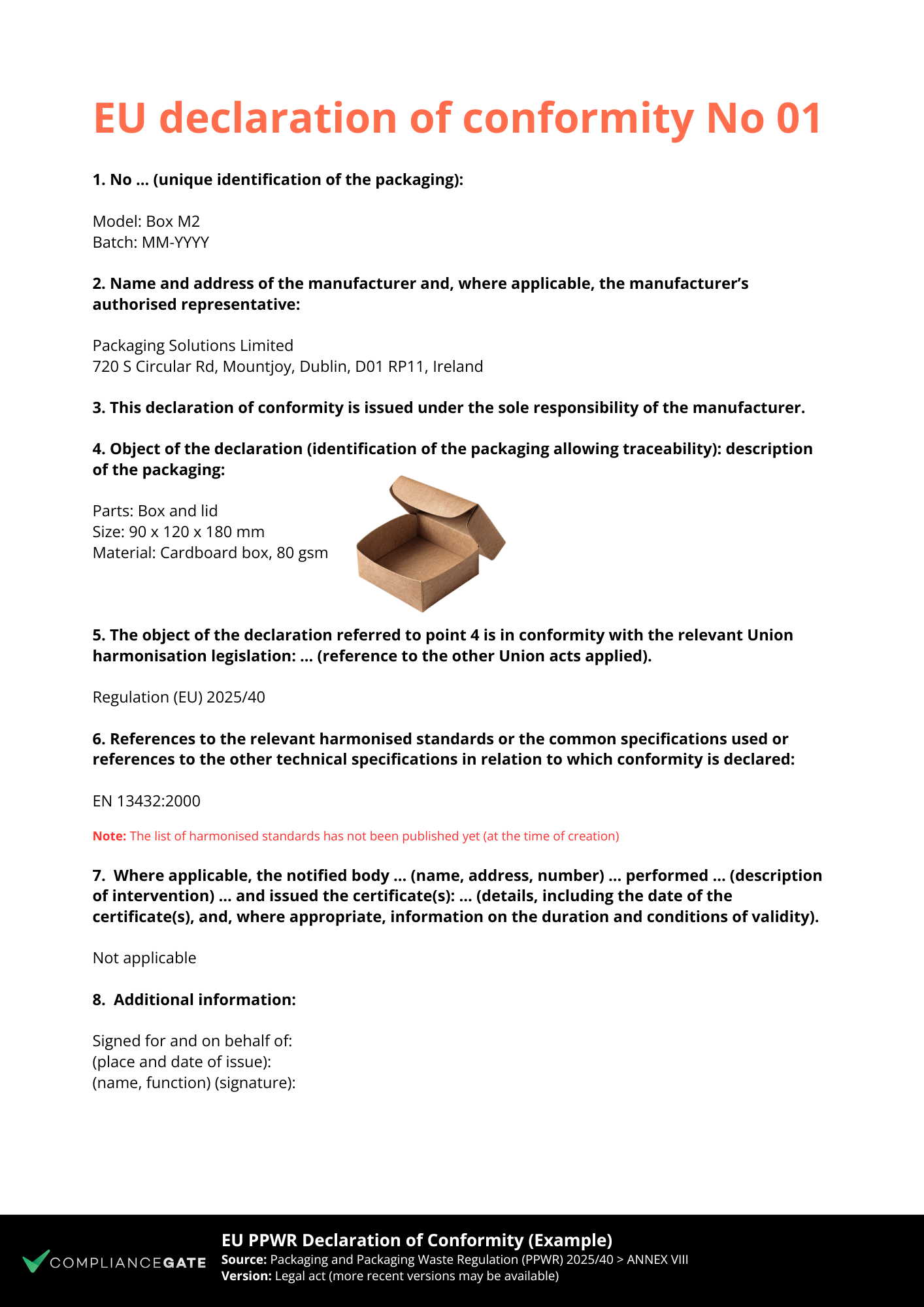 EU PPWR DoC Example EU PPWR DoC Example