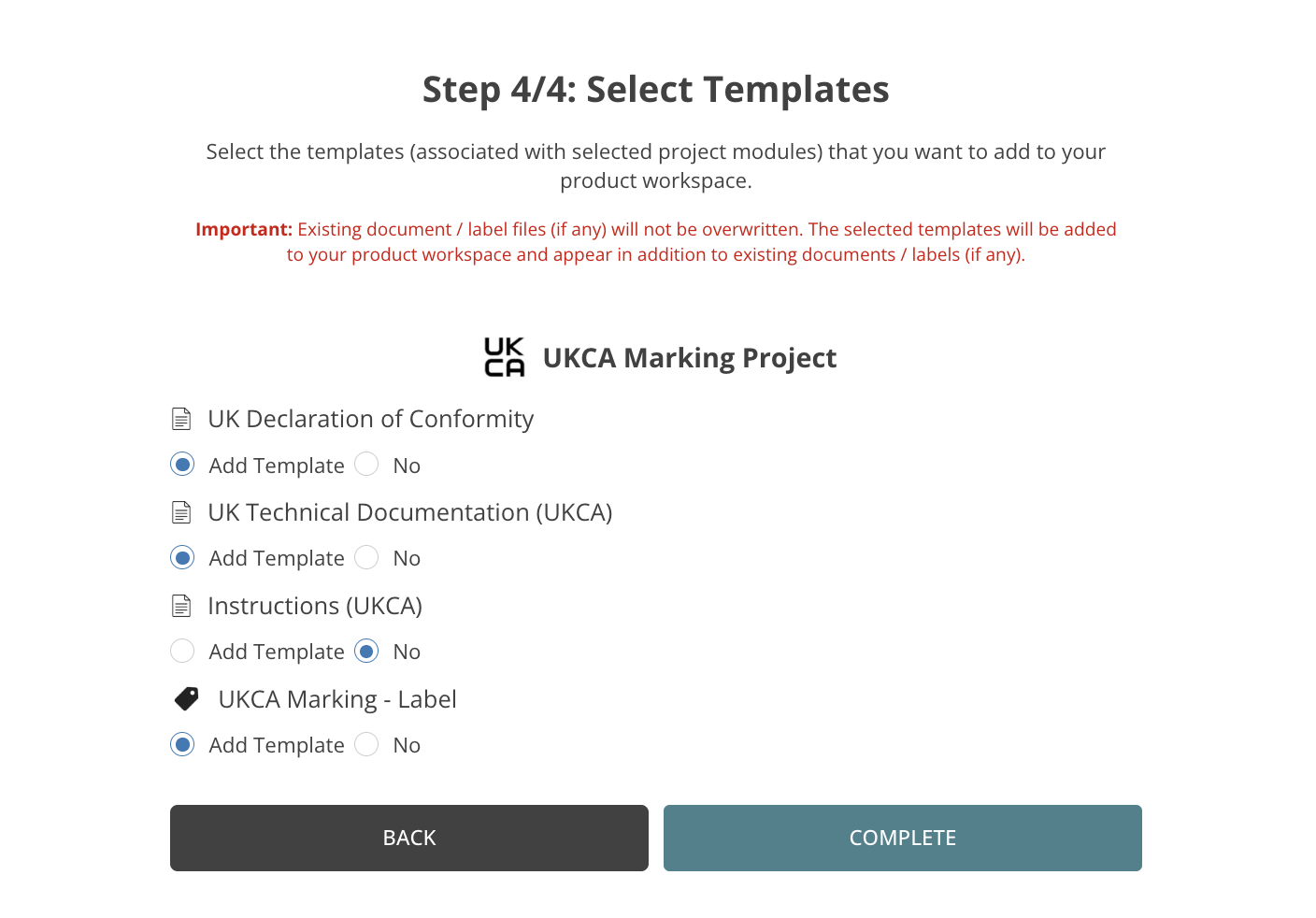 UKCA Templates/widgets
